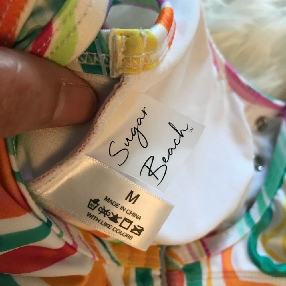 SUGAR BEACH Top With removable pads Swim Swimsuit Multicolor Size M New - Picture 6 of 11